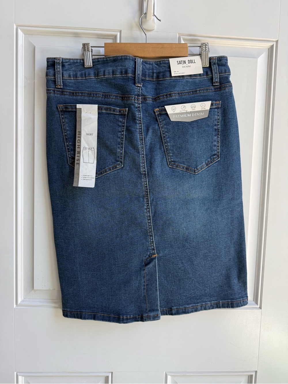 Studded Rhinestone Blue Denim Pencil Skirt Edgy Y2K McBling Western - Picture 2 of 9